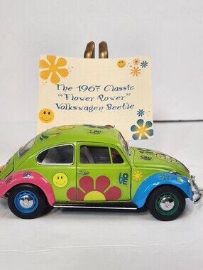Franklin Mint 1967 Volkswagen Beetle Flower Power Hippie Bug Die Cast w/ COA